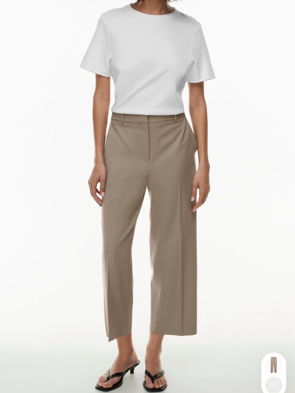 Babaton Neutral Beige Cropped Wide-Leg Pants